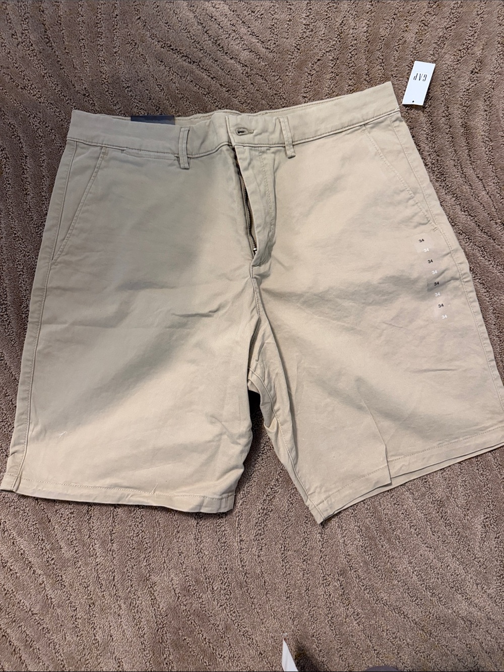 GAP Men's Flat-Front Chino Shorts in Khaki